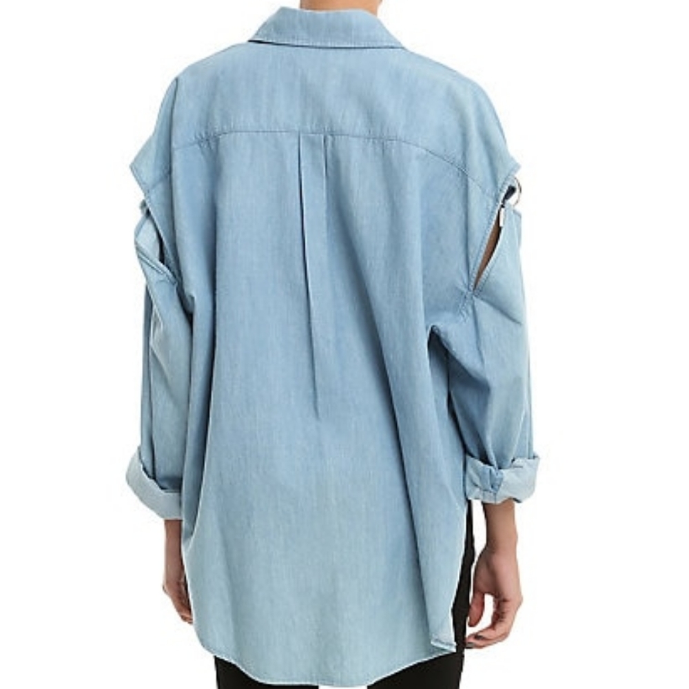 Chambray Slit Button Up - Picture 2 of 4